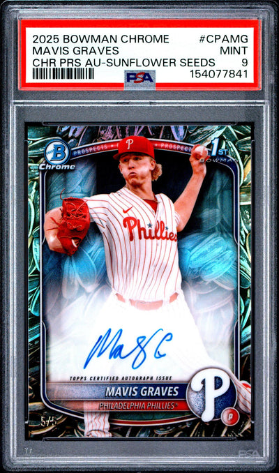 2025 Bowman Chrome Prospect Autographs Sunflower Seeds Mavis Graves #CPAMG 5/5 PSA 9