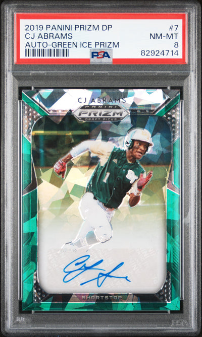 2019 Panini Prizm Draft Picks Autograph Green Ice Prizm CJ Abrams #7 /18 PSA 8