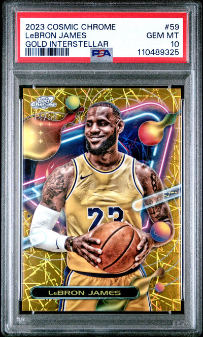 2023 Topps Cosmic Chrome Gold Interstellar LeBron James #59 /50 PSA 10