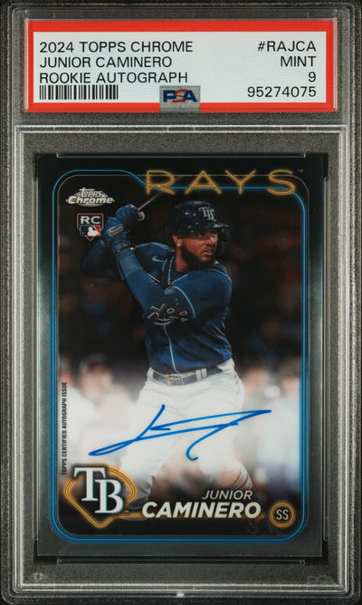 2024 Topps Chrome Rookie Autograph Junior Caminero #RA-JCA PSA 9