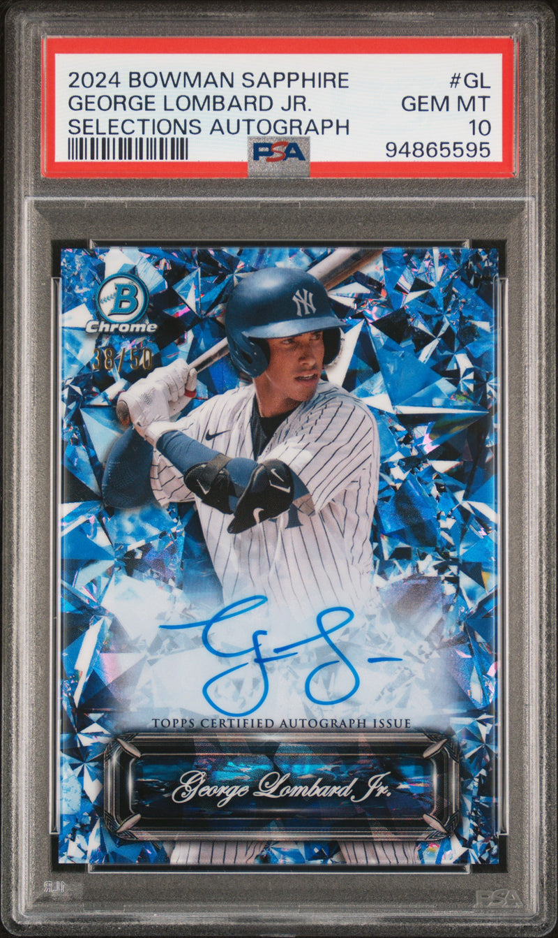 2024 Bowman Chrome Sapphire Sapphire Selections Autographs George Lombard Jr. #SSAGL /50 PSA 10