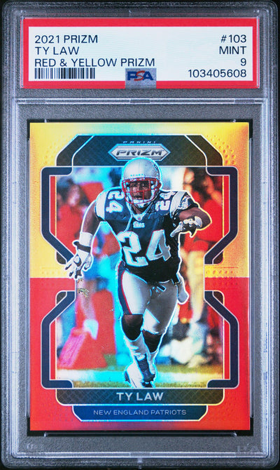 2021 Panini Prizm Rede & Yellow Prizm Ty Law #103 39/39 PSA 9