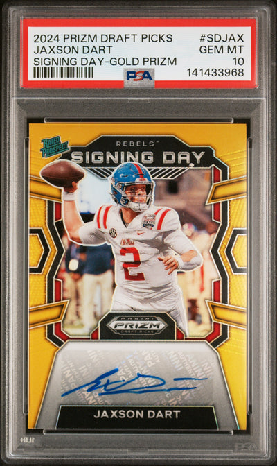 2024 Panini Prizm Draft Picks Signing Day Gold Prizm Jaxson Dart #SDJAX /10 PSA 10