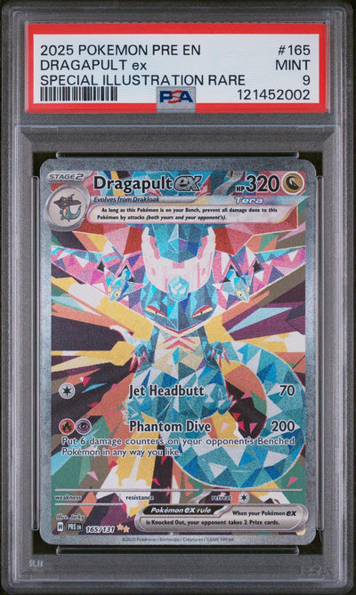 2025 Pokemon Scarlet and Violet Prismatic Evolutions Special Illustration Rare Dragapult Ex #165 PSA 9