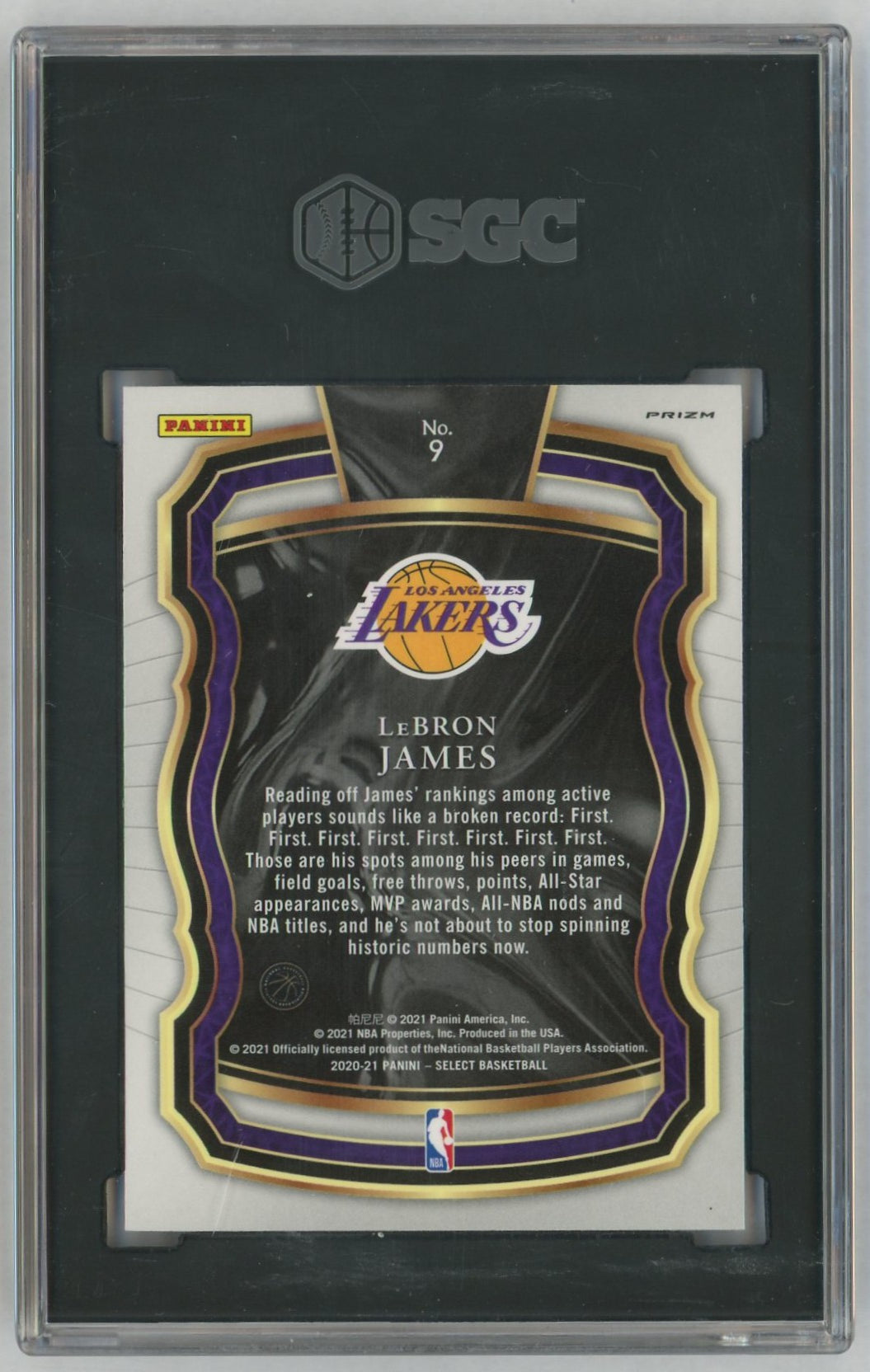 2020-21 Select #9 LeBron James Blue Select Company SP SGC 9