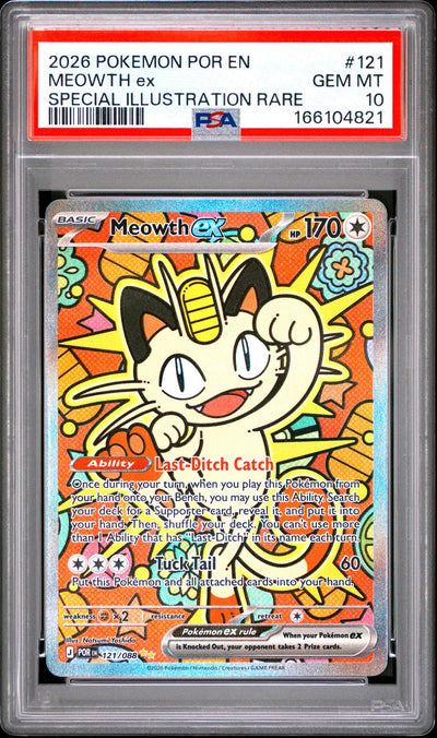 2026 Pokemon Mega Evolution Perfect Order Special Illustration Rare Meowth Ex #121 PSA 10