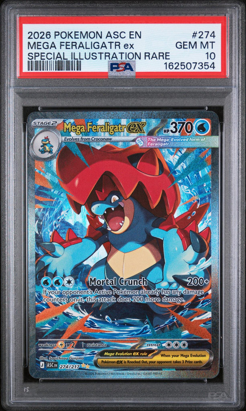 2026 Pokemon Mega Evolution Ascended Heroes Special Illustration Rare Mega Feraligatr Ex #274 PSA 10
