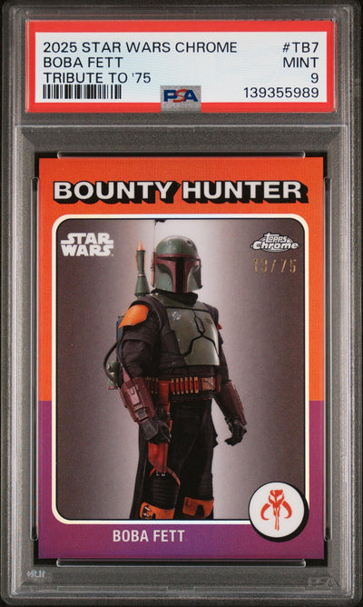 2025 Topps Chrome Star Wars '75 Tribute Boba Fett #TB7 /75 PSA 9