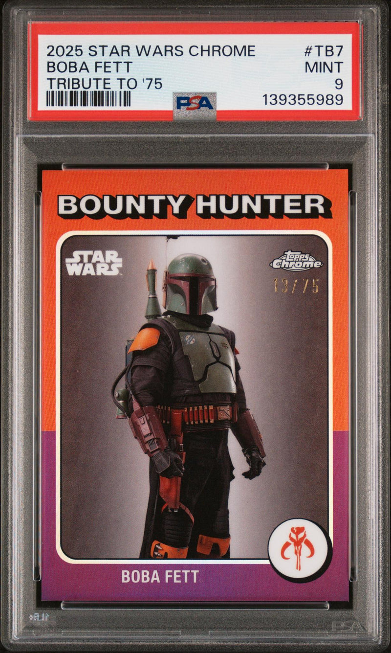2025 Topps Chrome Star Wars '75 Tribute Boba Fett #TB7 /75 PSA 9