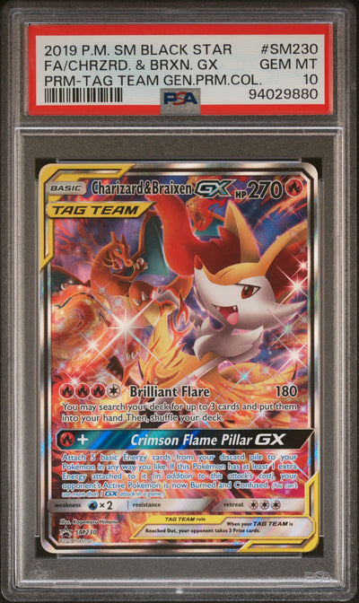 2019 Pokemon Sun and Moon Tag Team Generations Premium Collection Braixen/Charizard Gx #SM230 PSA 10