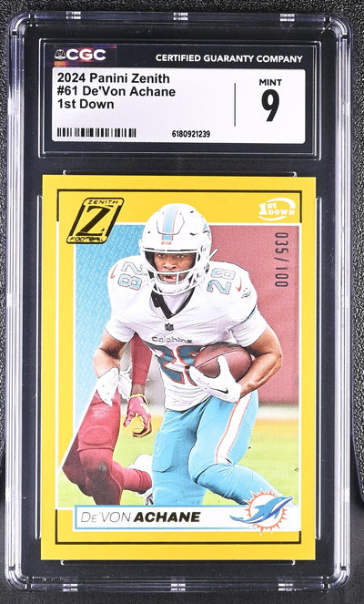 2024 Panini Zenith De'Von Achane #61 1st Down /100 CGC 9