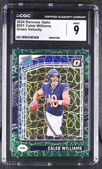 2024 Donruss Optic Caleb Williams #201 Green Velocity Rookie CGC 9