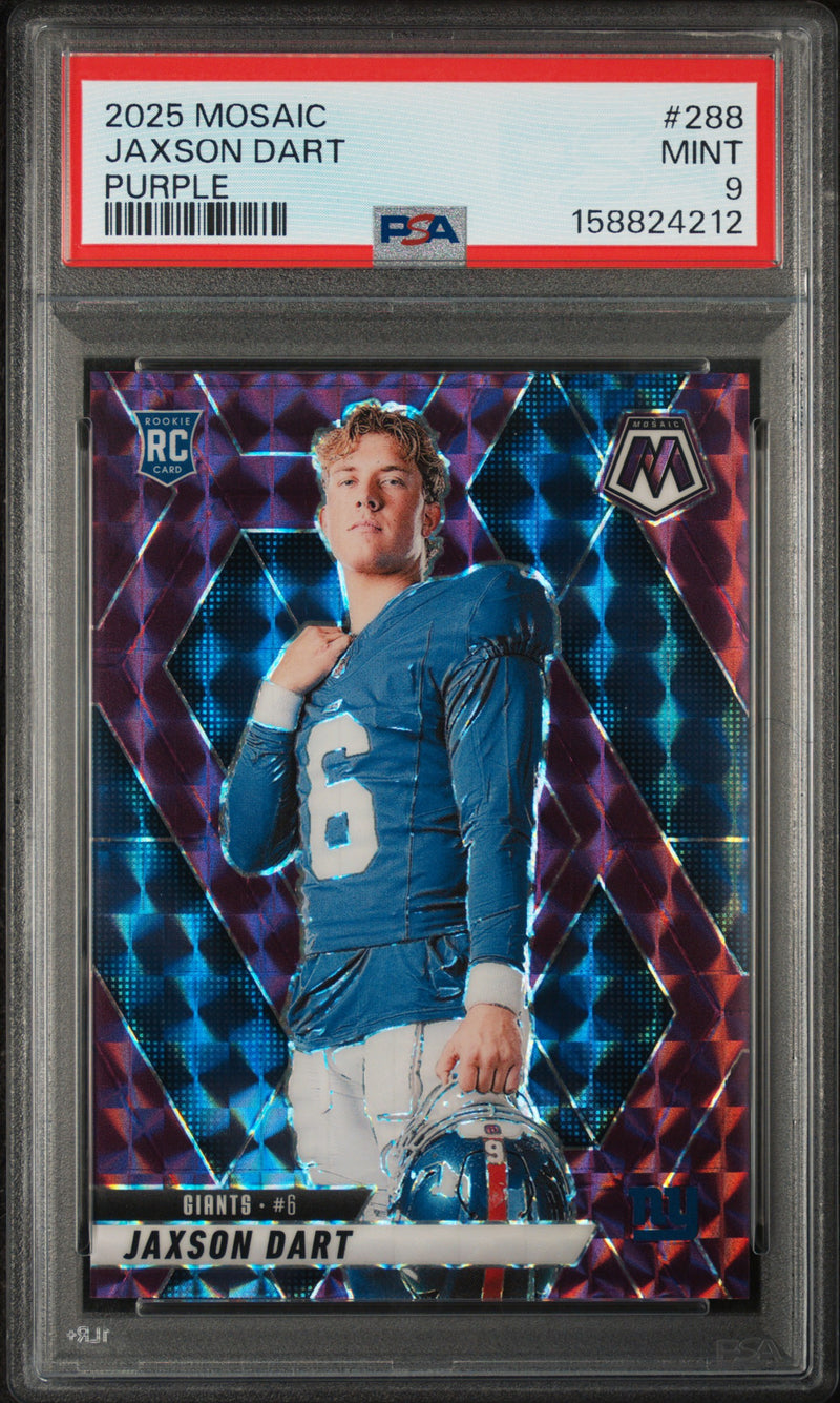 2025 Panini Mosaic Purple Jaxson Dart #288 /49 PSA 9