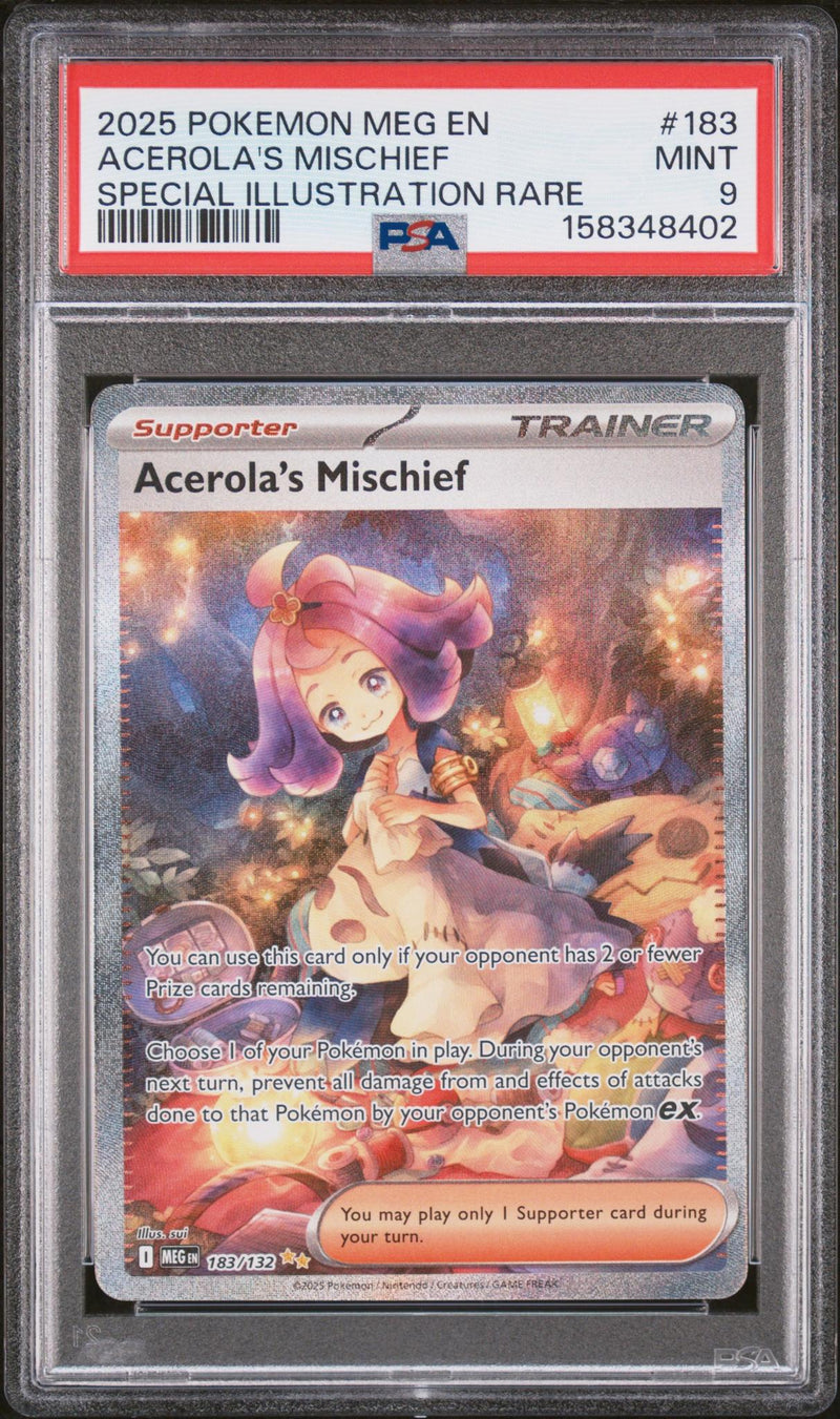 2025 Pokemon Mega Evolution Special Illustration Rare Acerola's Mischief #183 PSA 9
