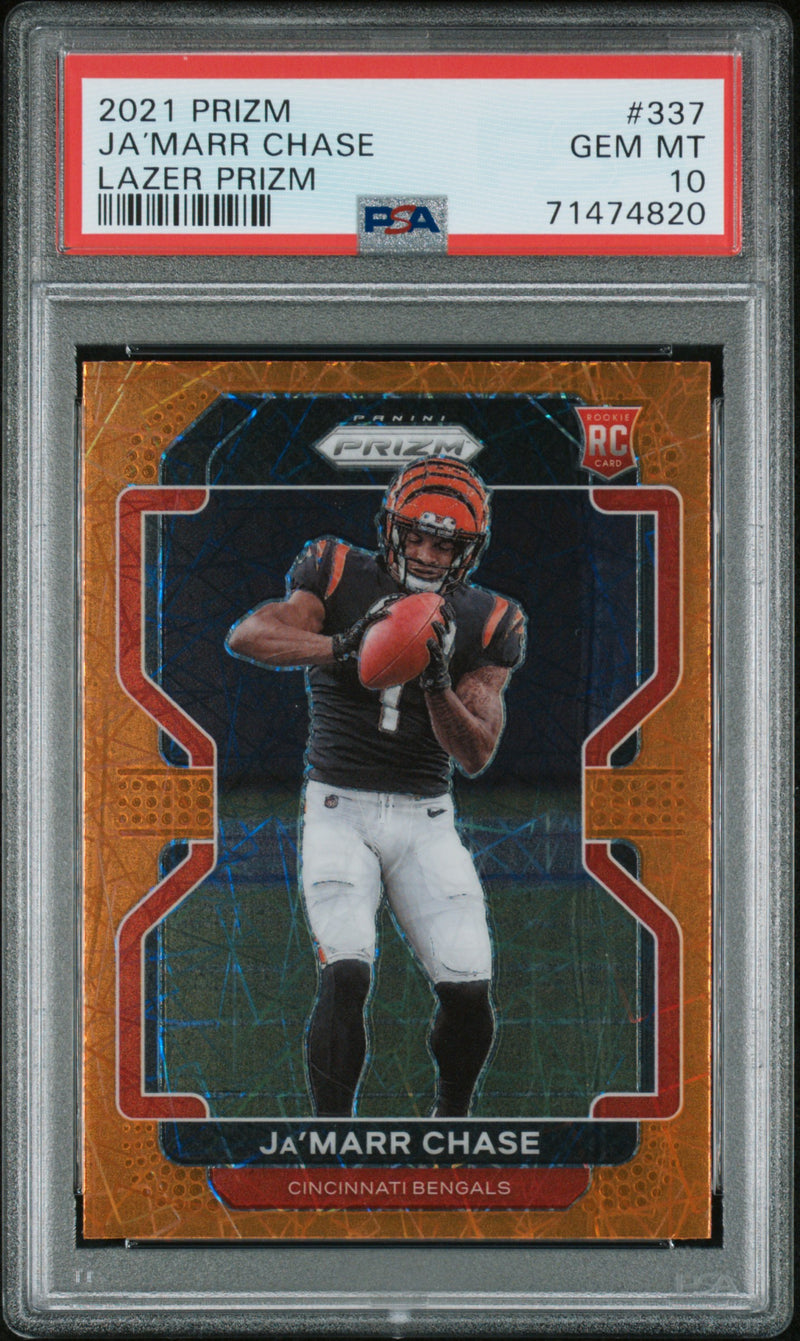 2021 Panini Prizm Lazer Prizm Ja'Marr Chase #337 PSA 10