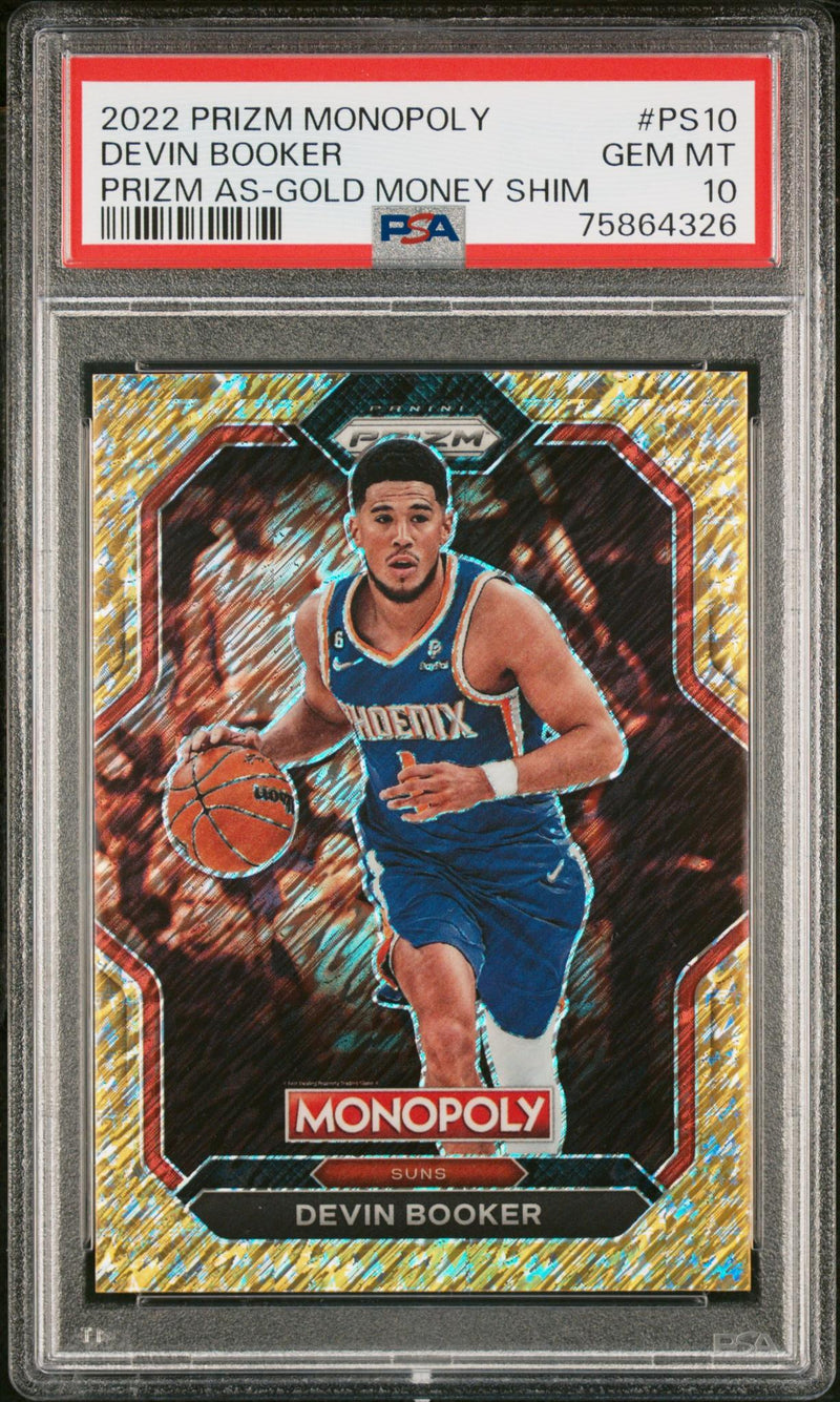2022 Panini Prizm Monopoly Prizm All-Stars Gold Money Shimmer Devin Booker #PS10 /500 PSA 10