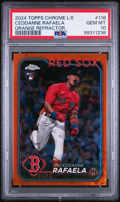 2024 Topps Chrome Logofractor Orange Refractors Ceddanne Rafaela #118 /25 PSA 10