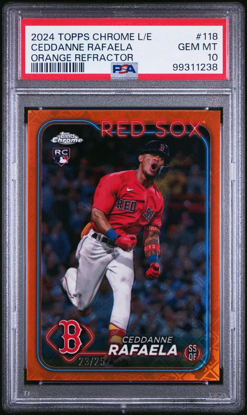 2024 Topps Chrome Logofractor Orange Refractors Ceddanne Rafaela #118 /25 PSA 10