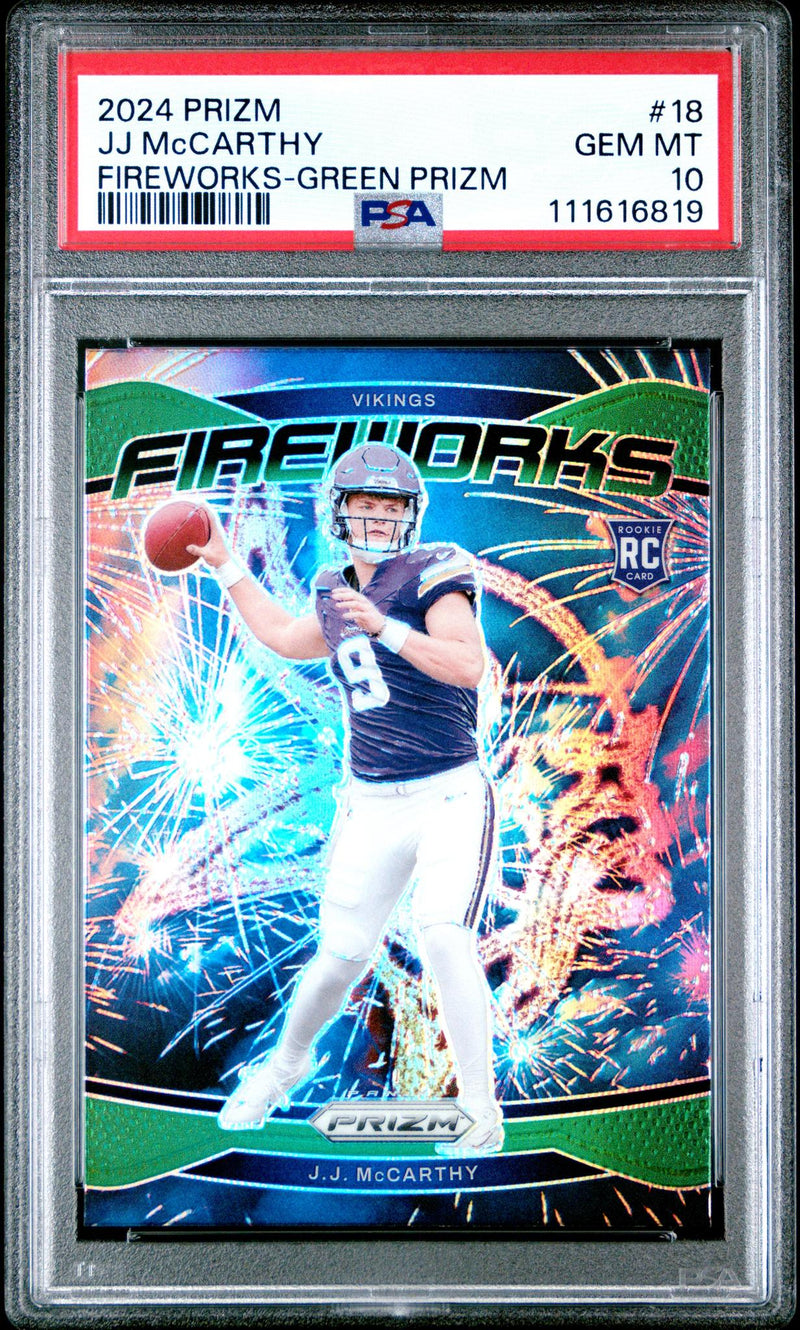 2024 Panini Prizm Green JJ Mccarthy #18 PSA 10