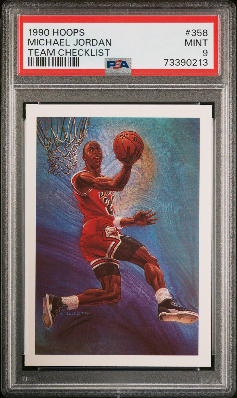 1990 Hoops Team Checklist Michael Jordan #358 PSA 9
