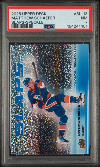 2025 Upper Deck Slaps Speckle Matthew Schaefer #SL13 PSA 7