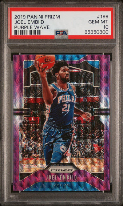 2019 Panini Prizm Purple Wave Prizm Joel Embiid #199 PSA 10