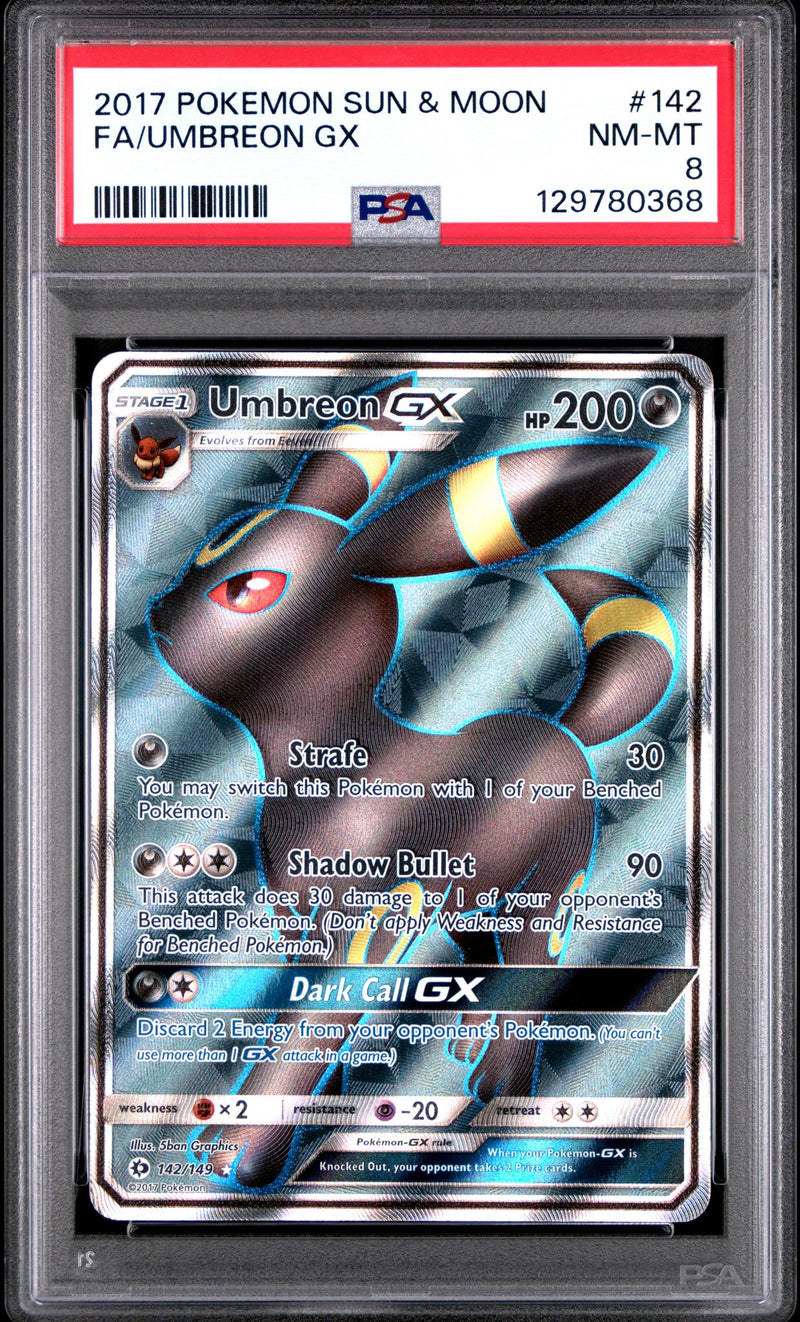 2017 Pokemon Sun and Moon Umbreon Gx #142 PSA 8