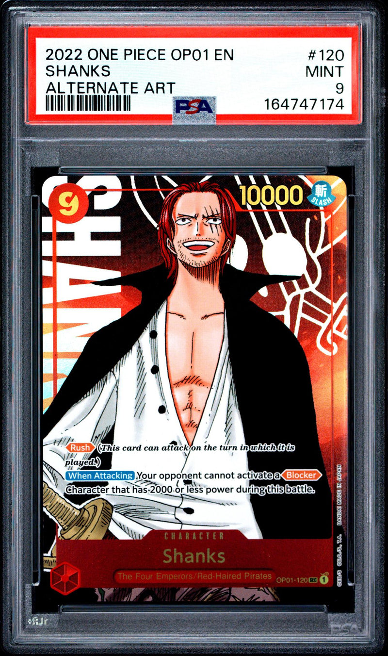 2022 One Piece Romance Dawn Alternate Art Shanks #OP01-120 PSA 9