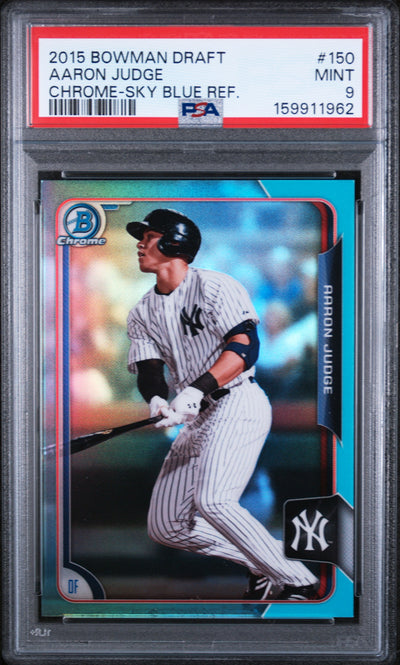 2015 Bowman Chrome Draft Sky Blue Refractor Aaron Judge #150 PSA 9