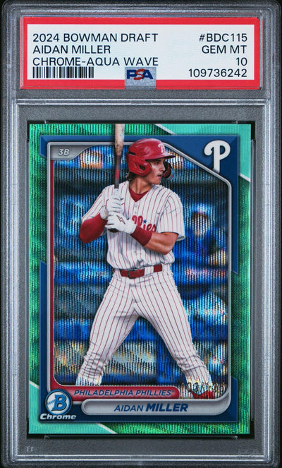 2024 Bowman Draft Chrome-Aqua Wave Aidan Miller #BDC115 PSA 10