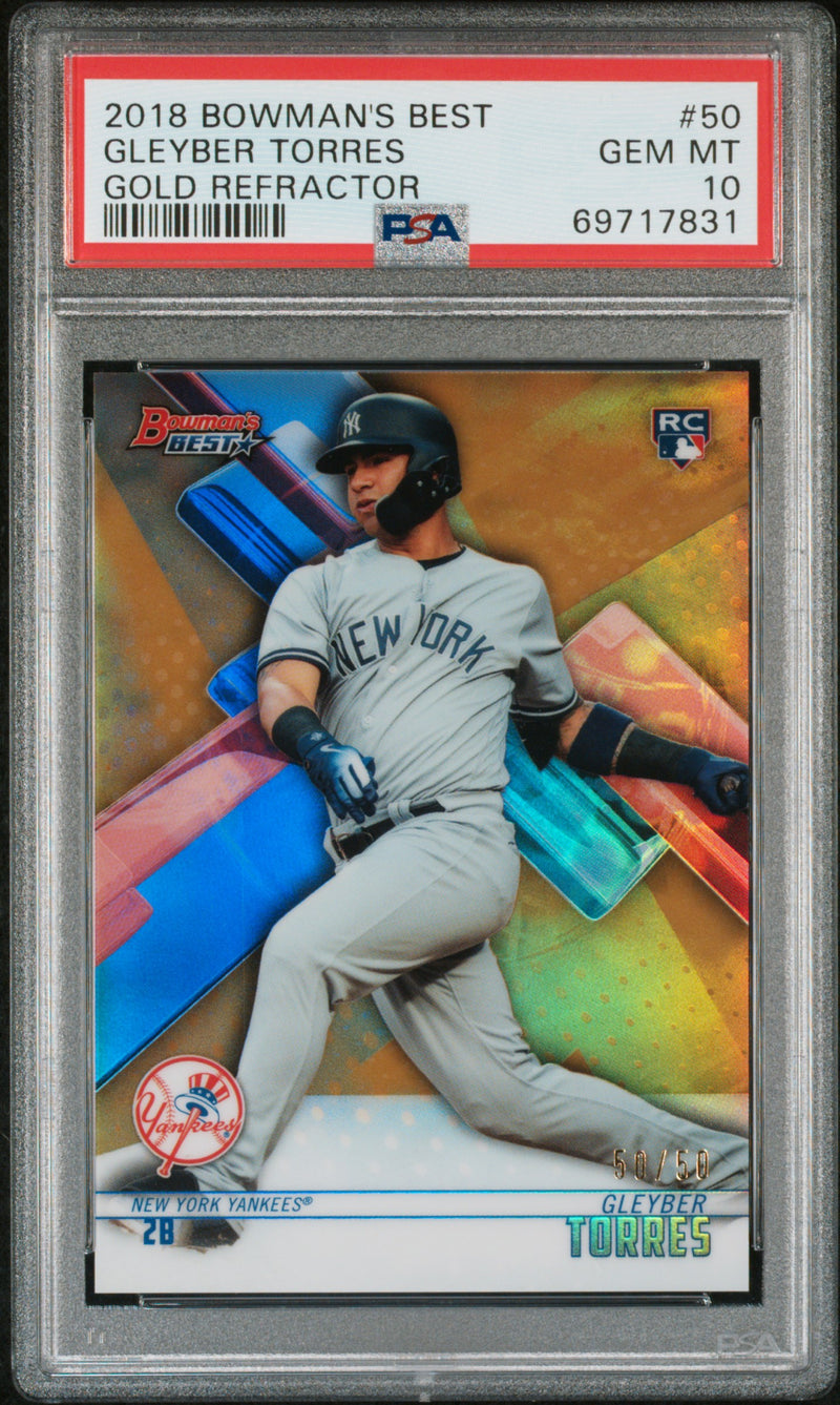 2018 Bowman's Best Gold Refractor Gleyber Torres #50 /50 50/50 PSA 10