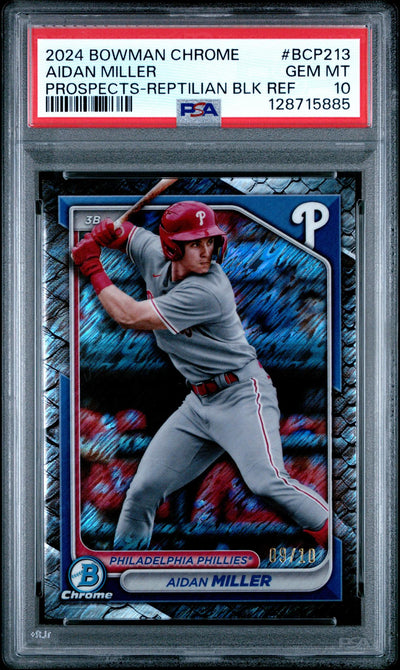 2024 Bowman Chrome Prospects Reptilian Blk Ref Aidan Miller #BCP213 /10 PSA 10