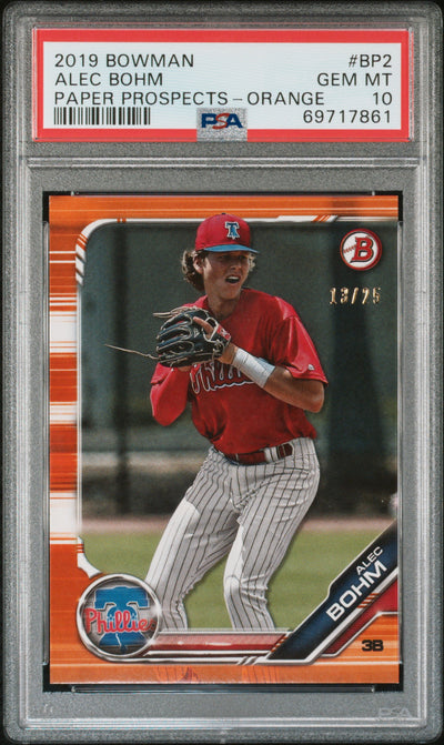 2019 Bowman Orange Alec Bohm #BP2 /25 PSA 10