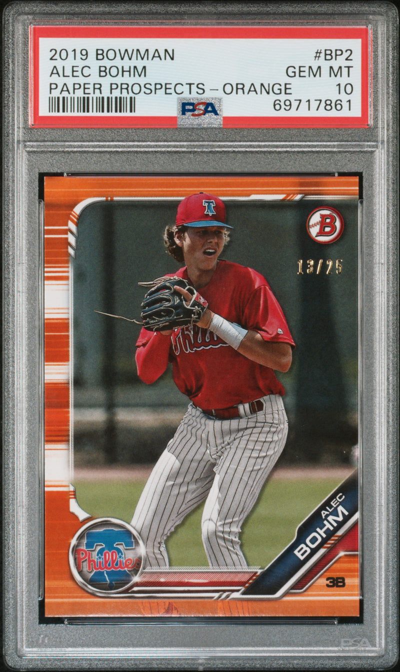 2019 Bowman Orange Alec Bohm #BP2 /25 PSA 10