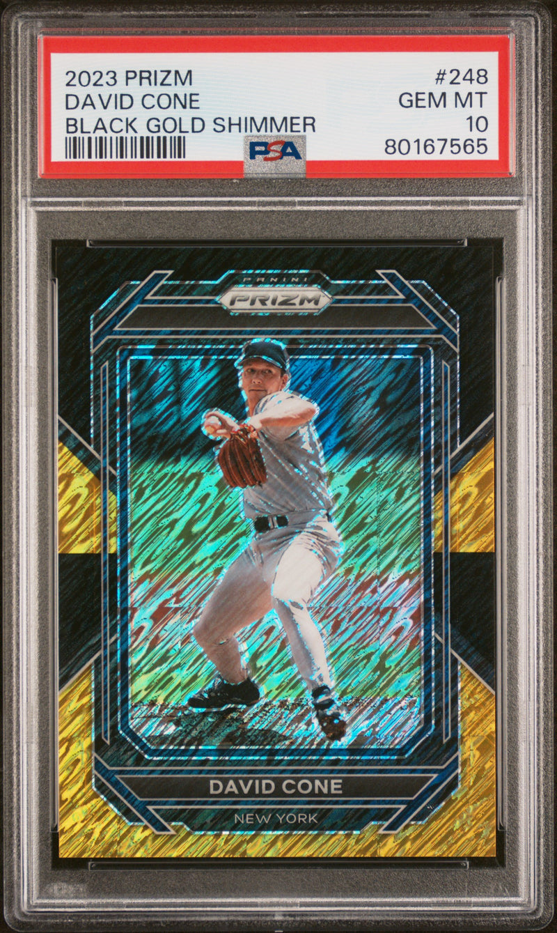 2023 Panini Prizm Black Gold Shimmer Prizm David Cone #248 /5 PSA 10