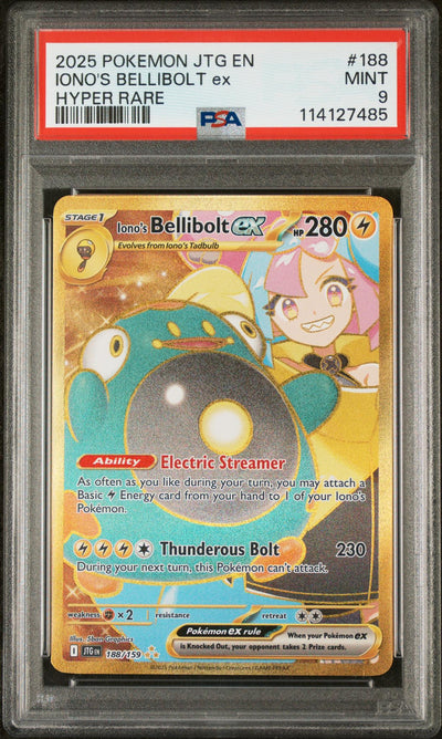 2025 Pokemon Scarlet and Violet Journey Together Hyper Rare Iono's Bellibolt Ex #188 PSA 9