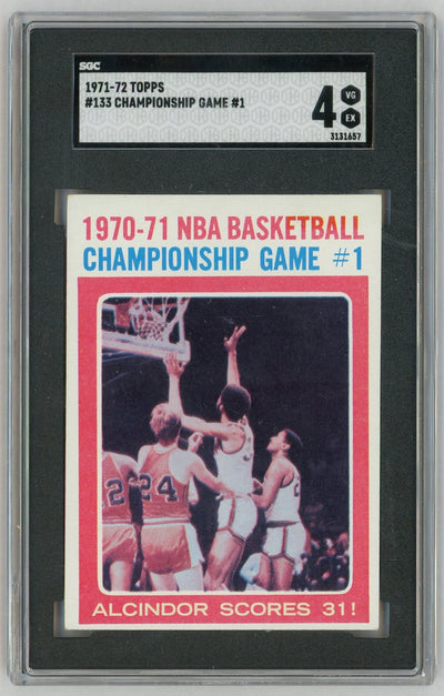 1971 Topps #133 Championship Game #1 Kareem Abdul-Jabbar/Lew Alcindor SGC 4