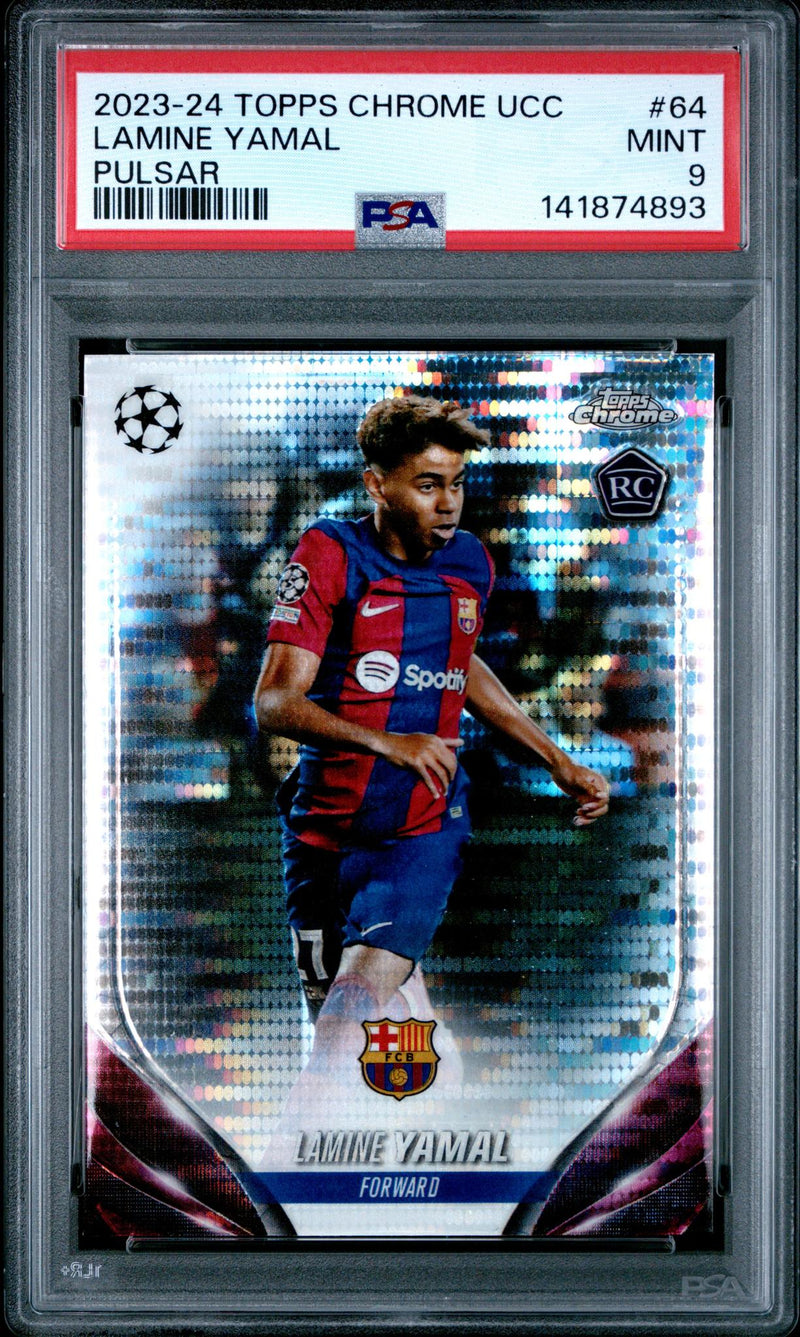 2023 Topps Chrome UEFA Club Competitions Pulsar Lamine Yamal #64 PSA 9