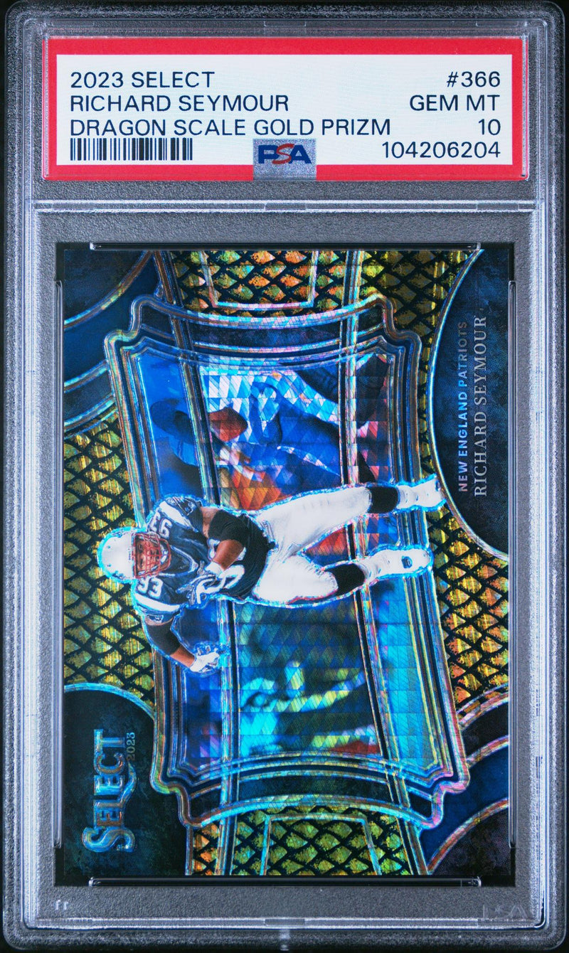 2023 Panini Select Dragon Scale Gold Prizm Richard Seymour #366 10/10 PSA 10