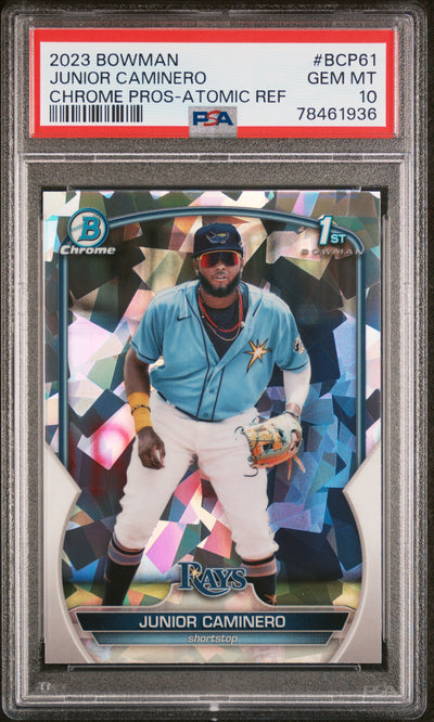 2023 Bowman Chrome Prospect Atomic Refractor Junior Caminero #BCP-61 PSA 10