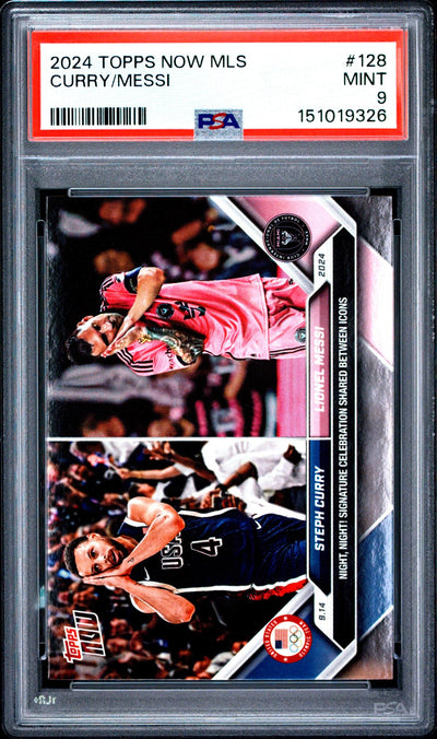 2024 Topps Now MLS Lionel Messi/Stephen Curry #128 /110182 PSA 9