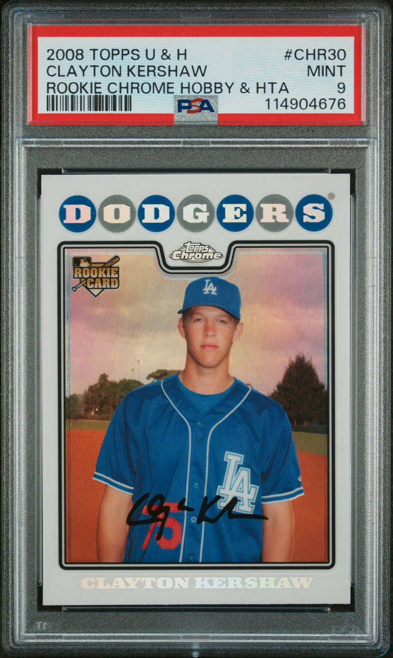 2008 Topps Update and Highlights Rookie Chrome Hobby and Hta Clayton Kershaw #CHR30 PSA 9