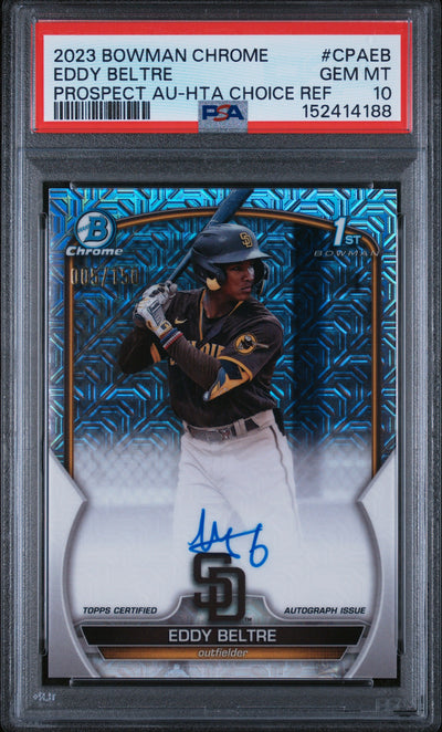 2023 Bowman Chrome Prospect Autograph Hta Choice Refractor Eddy Beltre #CPAEB /150 PSA 10