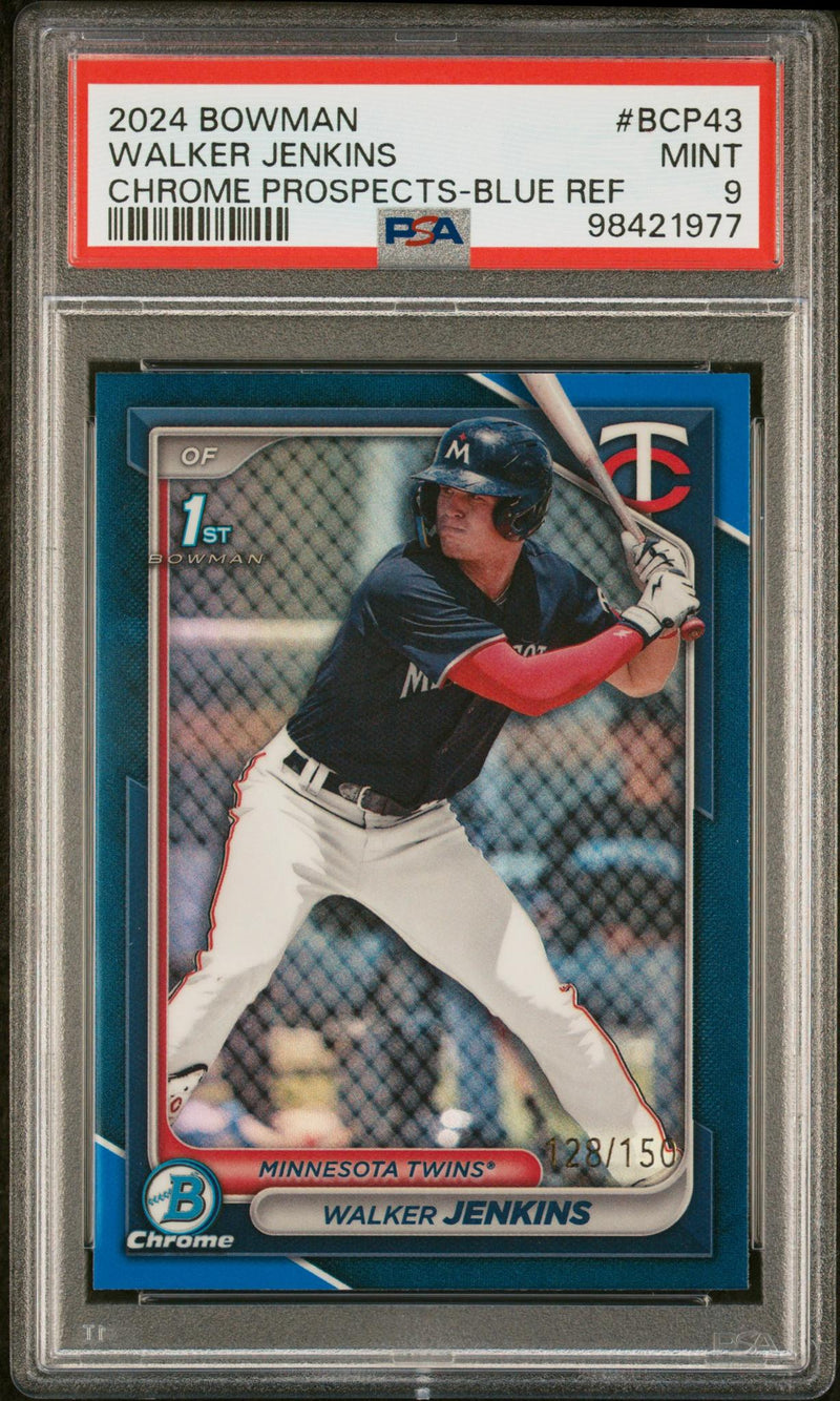 2024 Bowman Chrome Prospects Blue Refractors Walker Jenkins #BCP43 /150 PSA 9