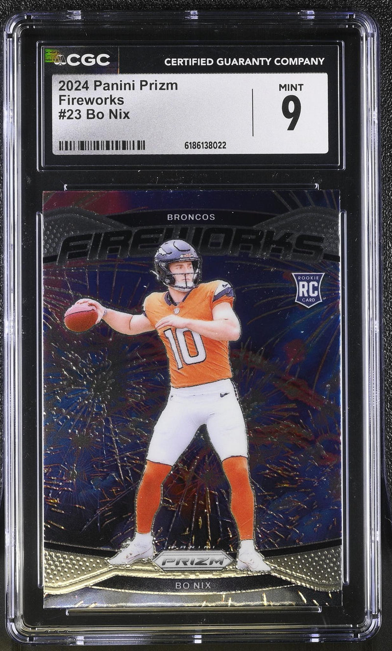 2024 Panini Prizm Fireworks Bo Nix #23 Rookie CGC 9