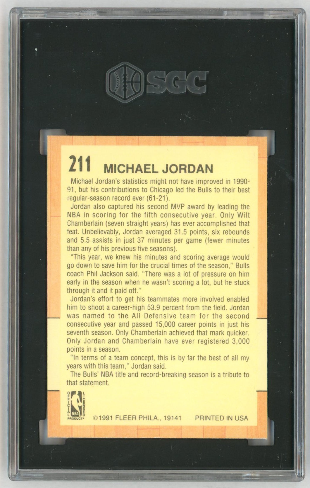1991 Fleer #211 Michael Jordan All-Star SGC 7