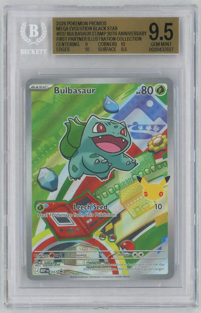2026 Pokemon Mega Evolution Black Star Promo First Partner Illustration Collection Series 1 Bulbasaur #037 BGS 9.5