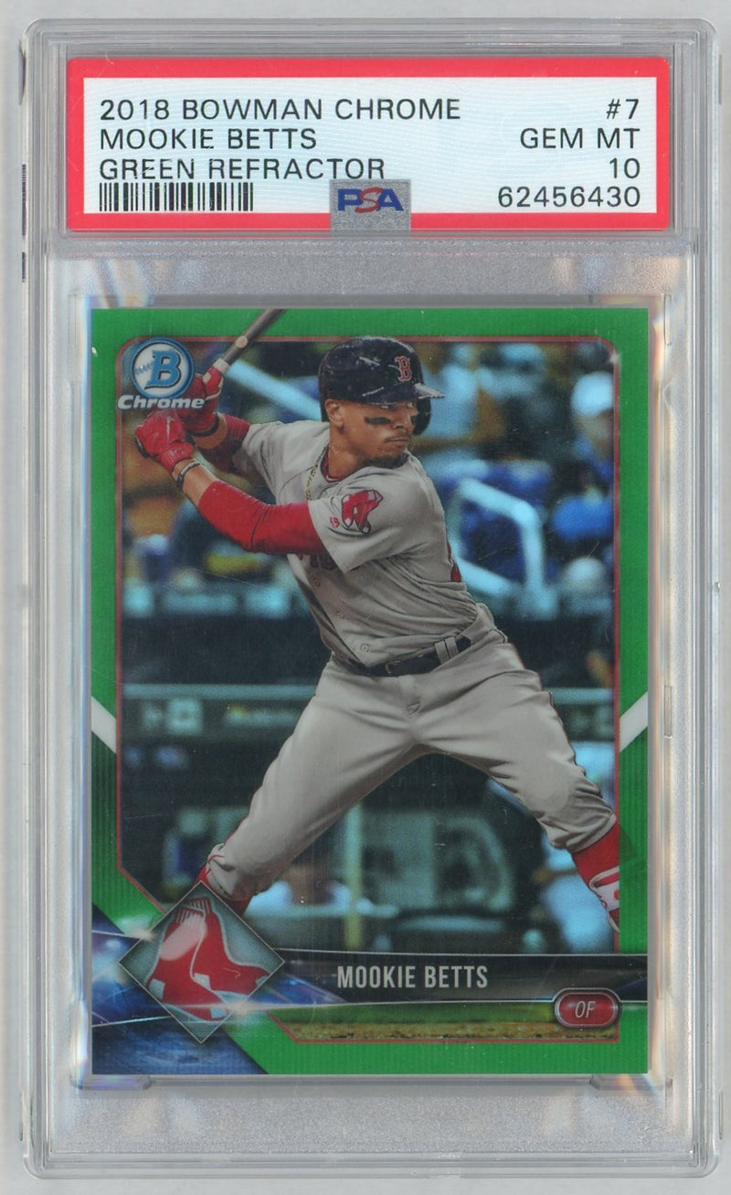2018 Bowman Chrome Green Refractor Mookie Betts #7 /99 PSA 10