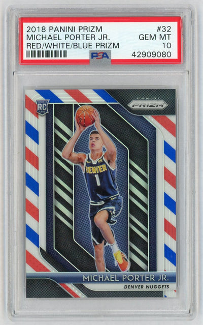 2018 Panini Prizm Red White and Blue Prizm Michael Porter Jr. #32 PSA 10