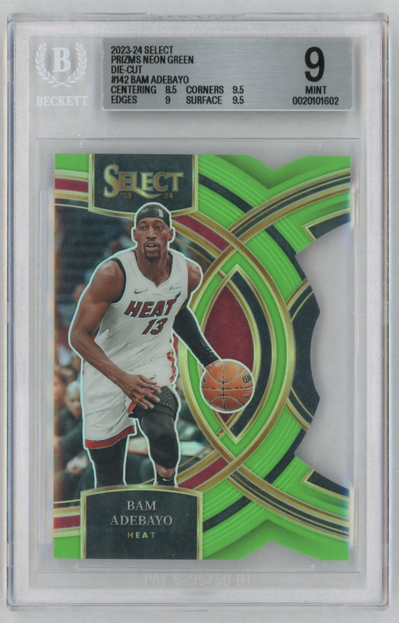2023 Select Prizms Neon Green Die-Cut Bam Adebayo #142 /75 BGS 9